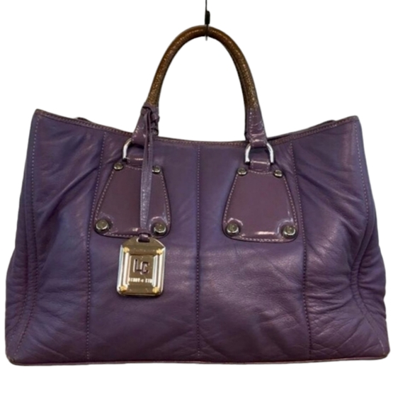Lenny e Cia Purple Quilted Leather Large Satchel - Picture 1 of 8